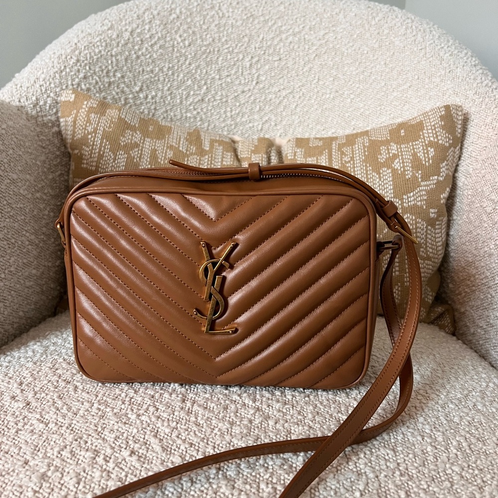 Yves Saint Laurent Tan Quilted Crossbody Bag